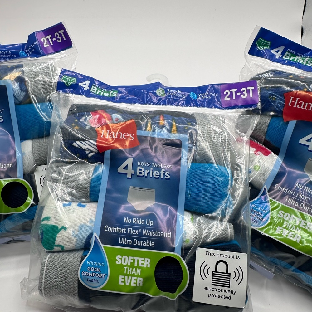 Hanes Boys Tagless Briefs 4-Pack - Size 2T-3T (Set of 3) multi color and prints